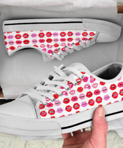 Lips Of Love The Rolling Stones White Canvas Shoes, Gift Shoes, Gift For Him, Gift For Her, Low Top, High Top, Sport Shoes