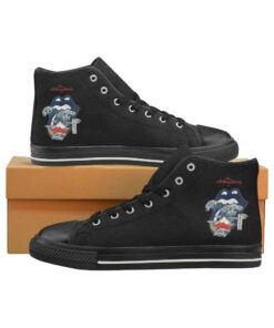 The Rolling Stones Big Tongue Great Wave Fuji Mountain Tattoo Japan Style Canvas Shoes,Low Top, High Top, Sport Shoes - All Black