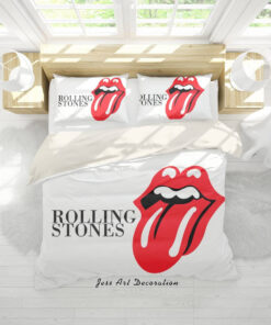 The Rolling Stones Merch 3D BAND THE ROLLING STONES QUILT COVER SET BEDDING SET PILLOWCASES 1