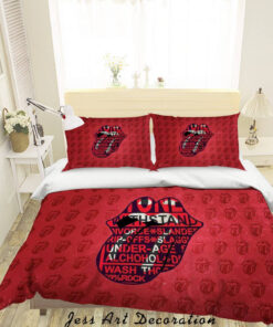 The Rolling Stones Merch 3D ROCK BAND THE ROLLING STONES QUILT COVER SET BEDDING SET PILLOWCASES 62