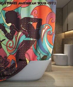 The Rolling Stones Merch American Tour 1972 Art Shower Curtain, Extra Long 71 Inch