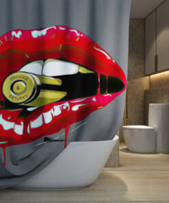 The Rolling Stones Merch Bullet in Mouth Art Shower Curtain, Extra Long 71 Inch