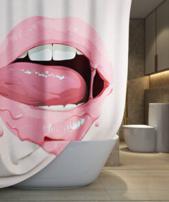 The Rolling Stones Merch Candy Lip Art Shower Curtain, Extra Long 71 Inch