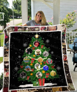 The Rolling Stones Merch Christmas Tree Quilt Blanket