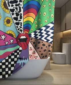 The Rolling Stones Merch Colorful Sunshine Art Shower Curtain, Extra Long 71 Inch