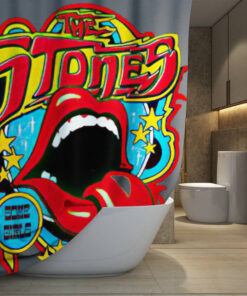 The Rolling Stones Merch Graffiti Style Art Shower Curtain, Extra Long 71 Inch