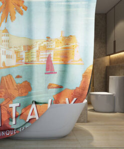 The Rolling Stones Merch Italy Cinque Terre Art Shower Curtain, Extra Long 71 Inch