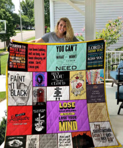 The Rolling Stones Merch Lyrics Quilt Blanket
