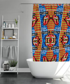 The Rolling Stones Merch Pattern Tongue Art Shower Curtain, Extra Long 71 Inch