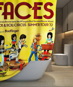 The Rolling Stones Merch Rock Roll Circus Summer Tour 72 Art Shower Curtain, Extra Long 71 Inch
