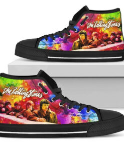 The Rolling Stones Merch Shoes High Top Sneakers Colorful For Music Fan