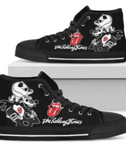 The Rolling Stones Sneakers Jack Skellington High Top Shoes Gift Idea