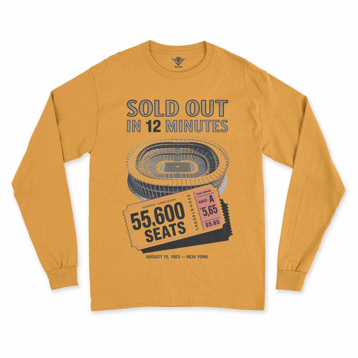 55,600 — Shea Stadium August 15 1965 — Concert Heritage Tee — Design I