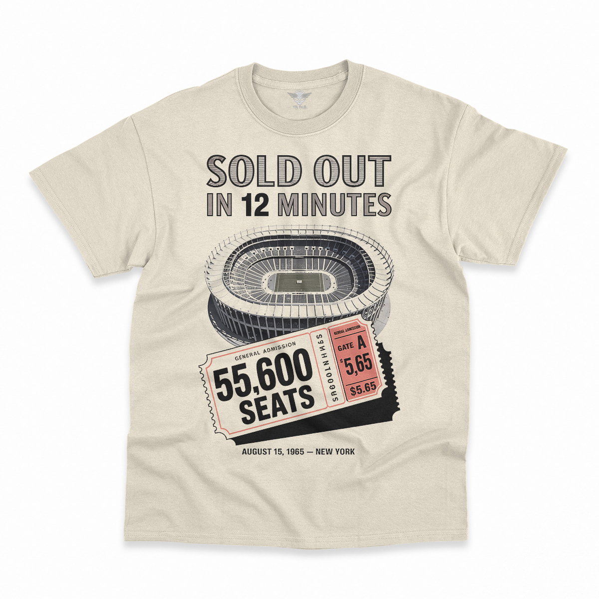 55,600 — Shea Stadium August 15 1965 — Concert Heritage Tee — Design I