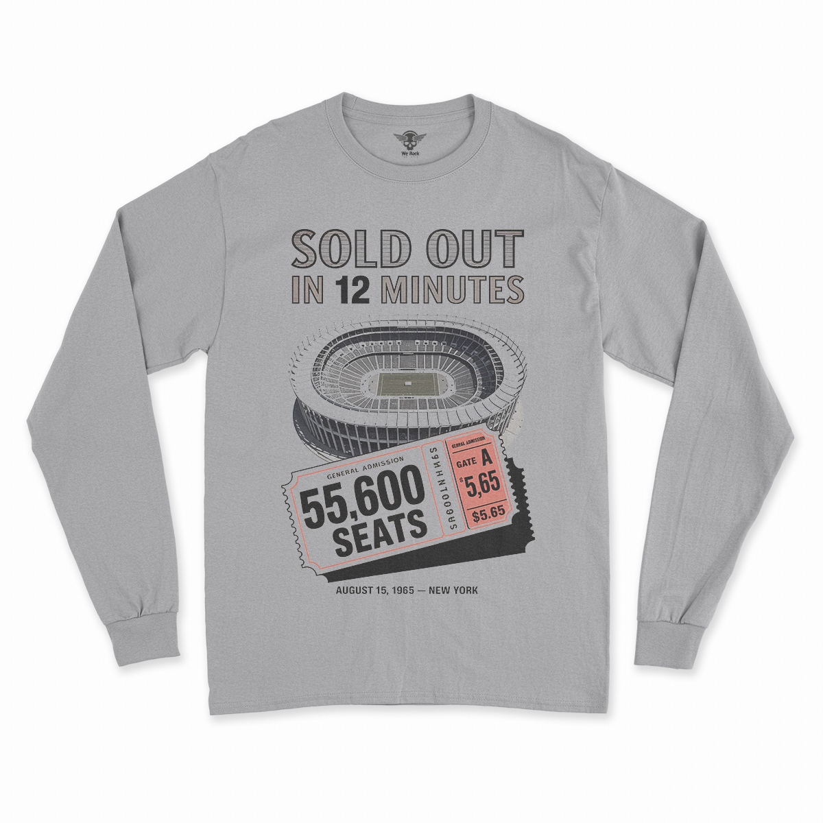 55,600 — Shea Stadium August 15 1965 — Concert Heritage Tee — Design I