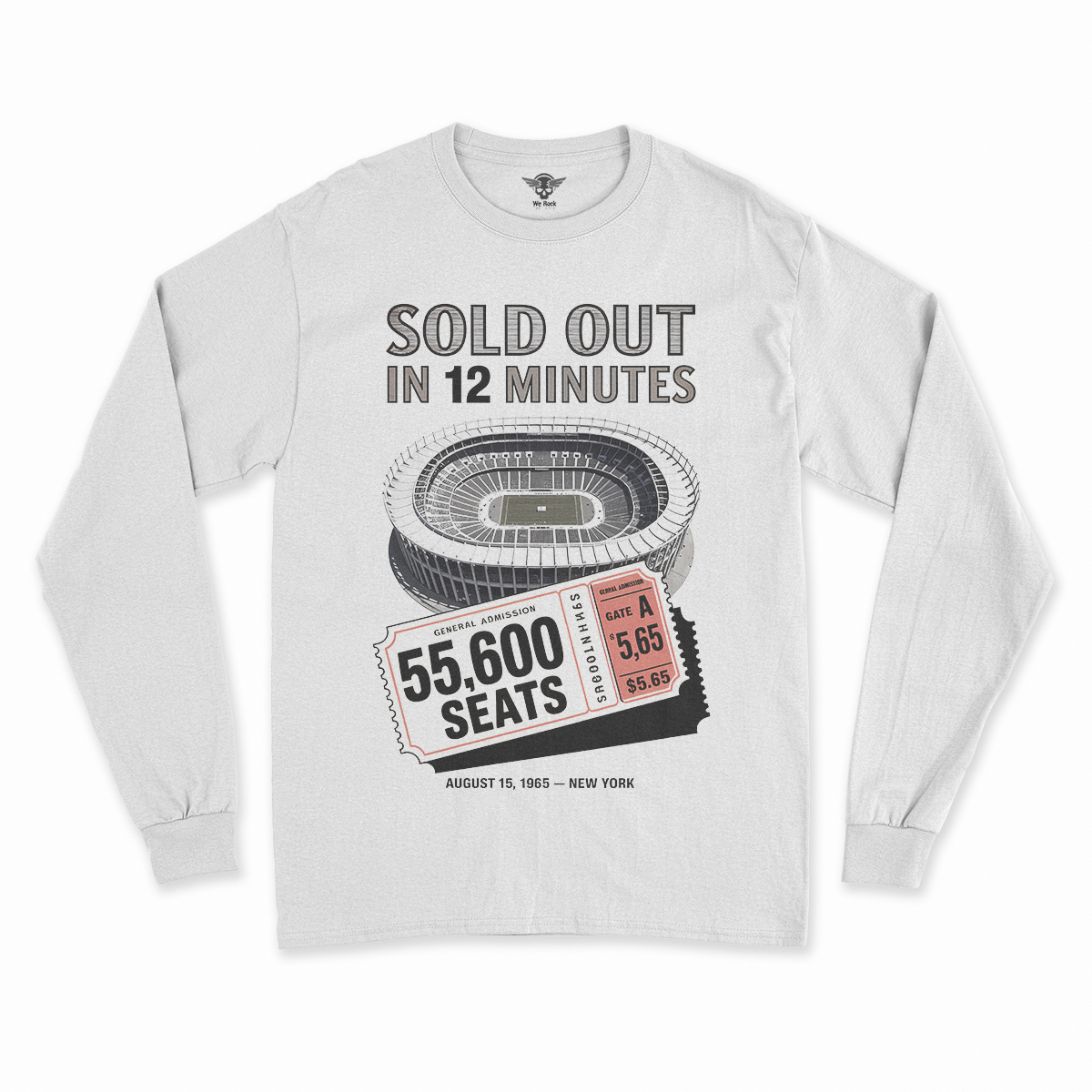 55,600 — Shea Stadium August 15 1965 — Concert Heritage Tee — Design I