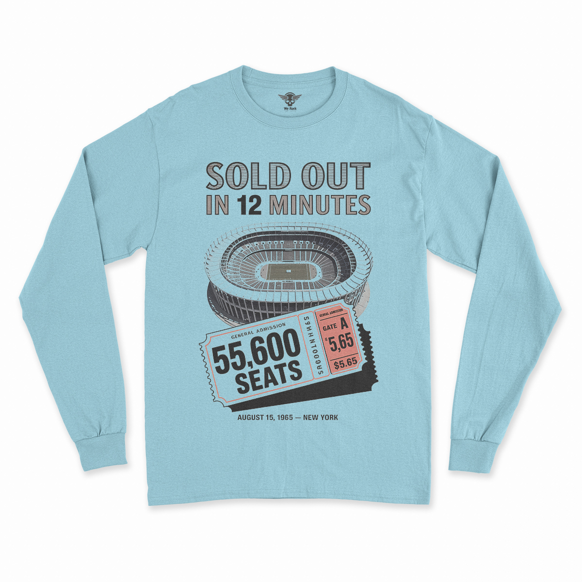 55,600 — Shea Stadium August 15 1965 — Concert Heritage Tee — Design I