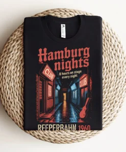Hamburg Nights — 8 Hours Every Night — Reeperbahn 1960 Rock Heritage Tee — Design I