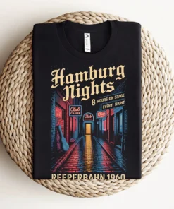 Hamburg Nights — 8 Hours Every Night — Reeperbahn 1960 Rock Heritage Tee — Design II