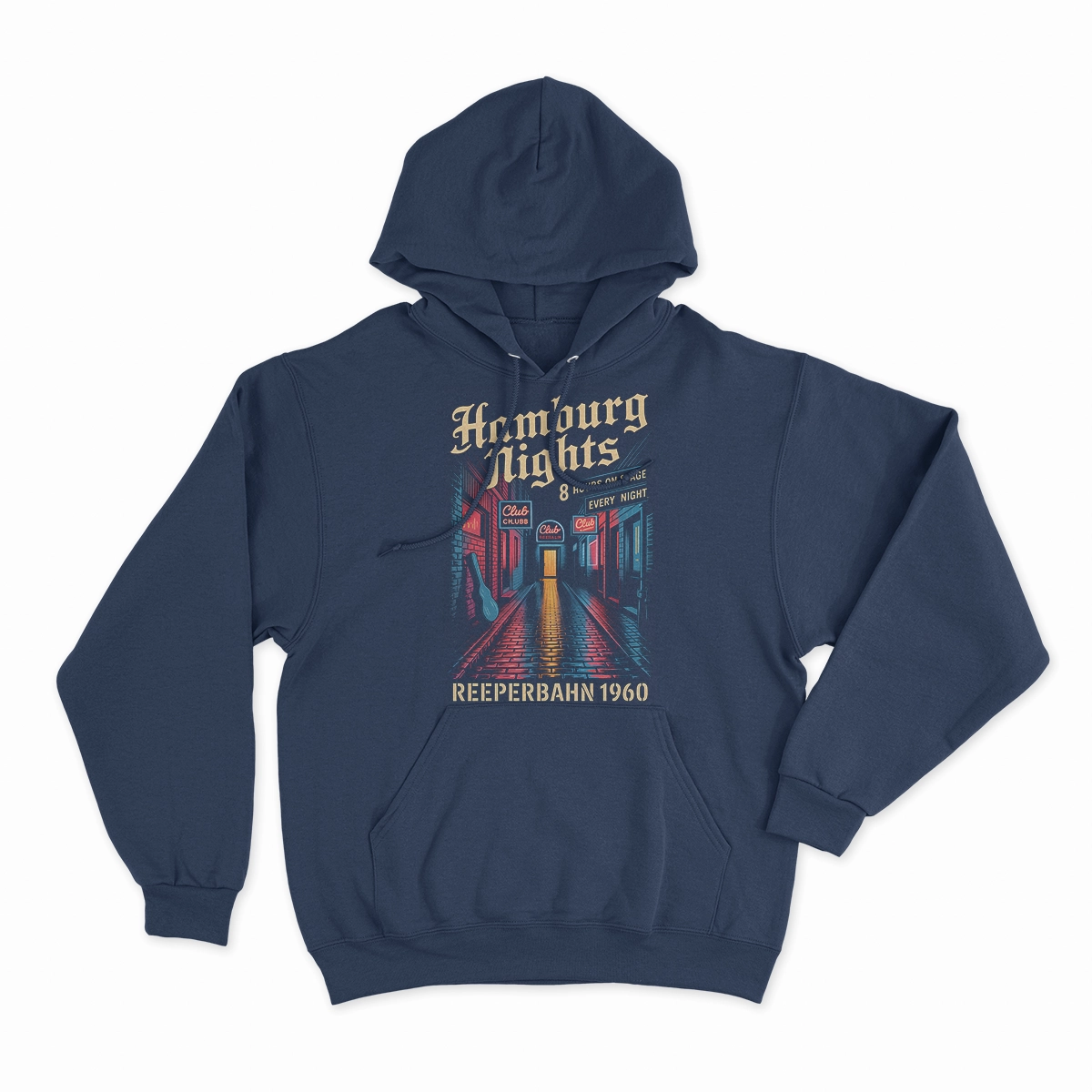 Hamburg Nights — 8 Hours Every Night — Reeperbahn 1960 Rock Heritage Tee — Design II