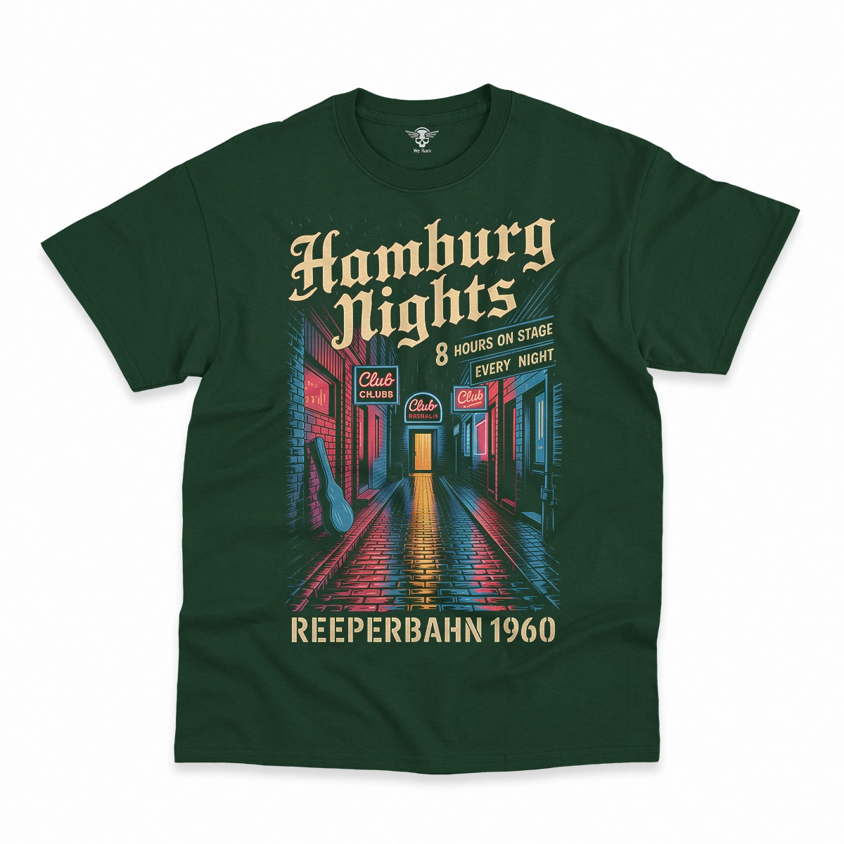 Hamburg Nights — 8 Hours Every Night — Reeperbahn 1960 Rock Heritage Tee — Design II