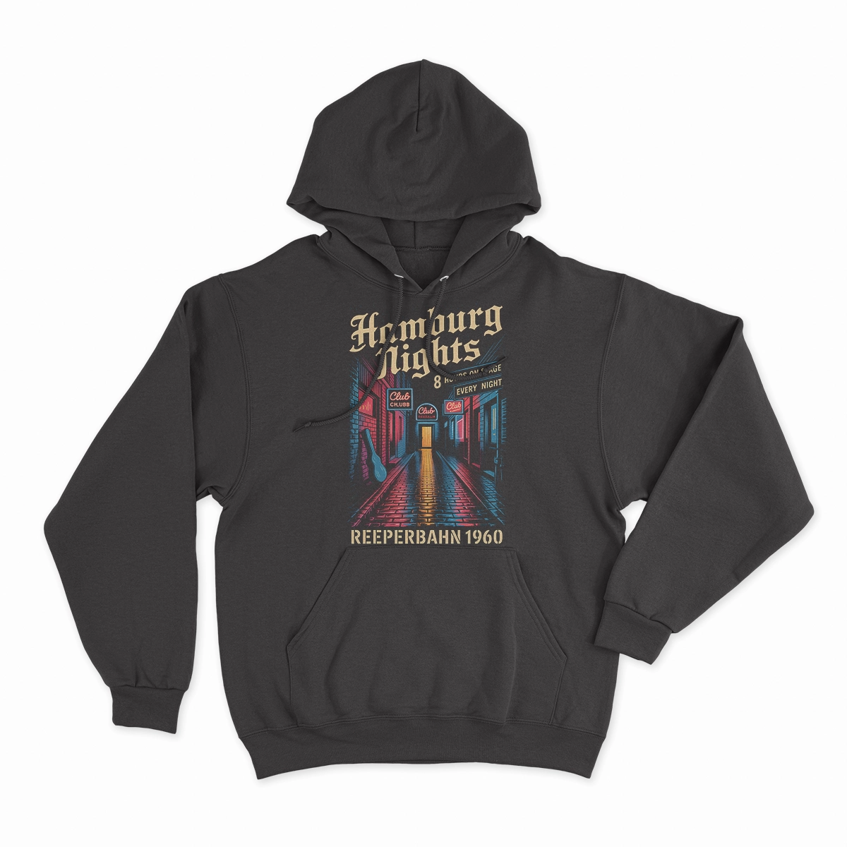Hamburg Nights — 8 Hours Every Night — Reeperbahn 1960 Rock Heritage Tee — Design II