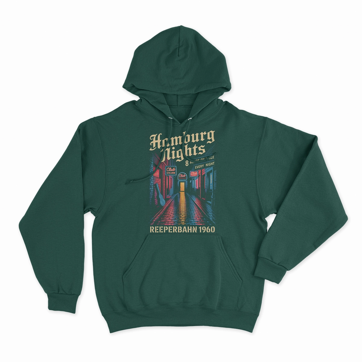 Hamburg Nights — 8 Hours Every Night — Reeperbahn 1960 Rock Heritage Tee — Design II