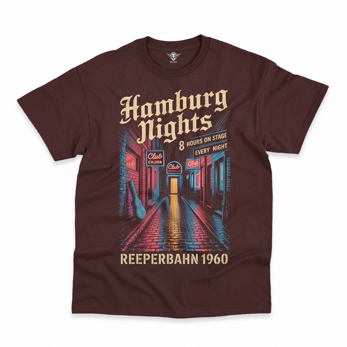 Hamburg Nights — 8 Hours Every Night — Reeperbahn 1960 Rock Heritage Tee — Design II