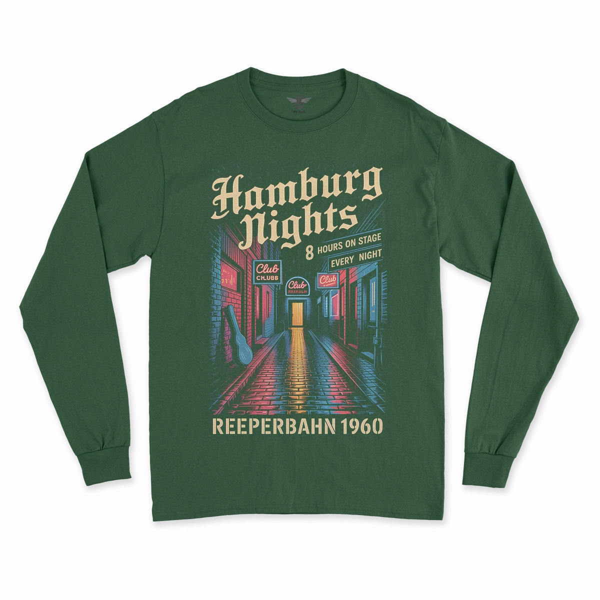 Hamburg Nights — 8 Hours Every Night — Reeperbahn 1960 Rock Heritage Tee — Design II