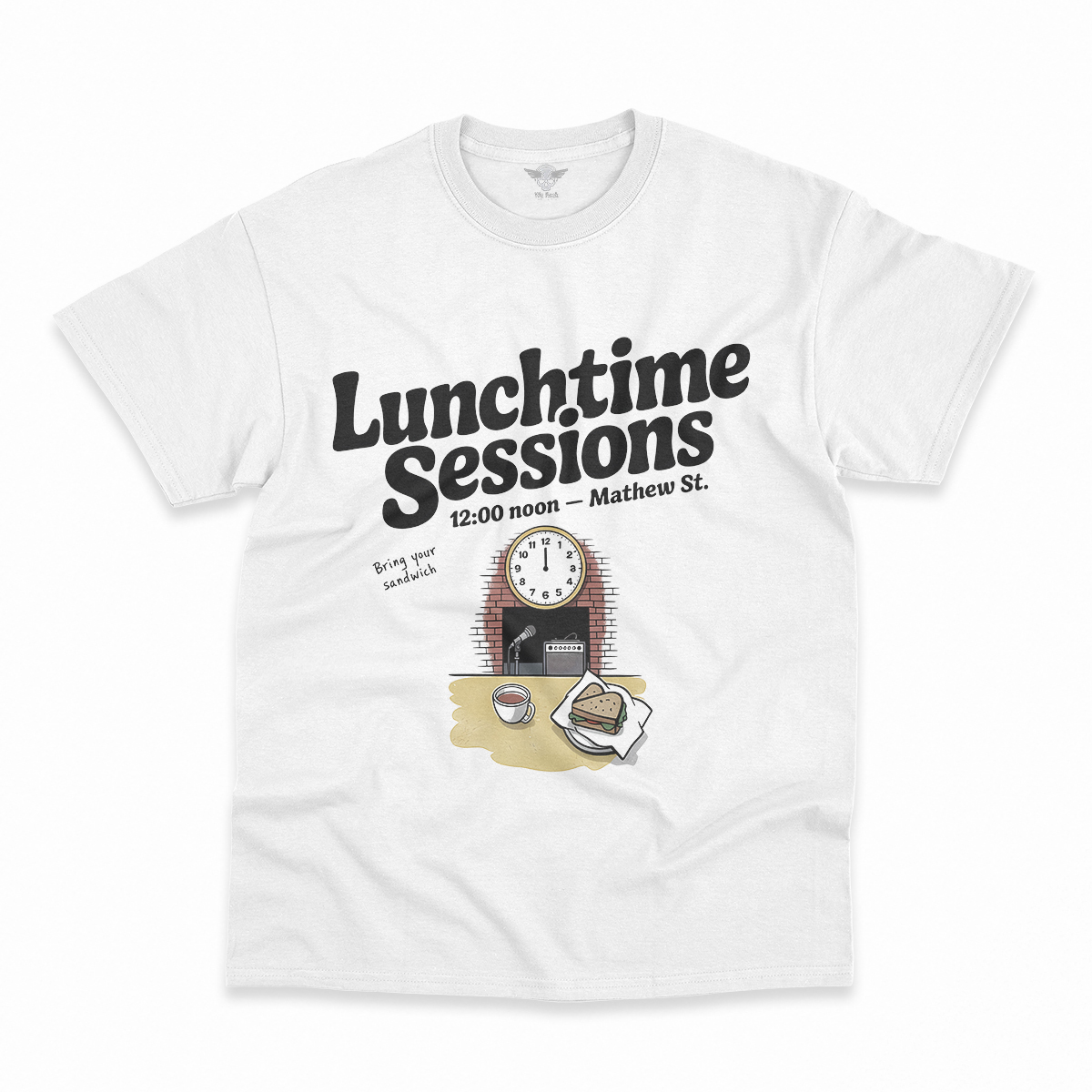 Lunchtime Sessions — 12:00 Noon Mathew Street Liverpool Tee — Design I