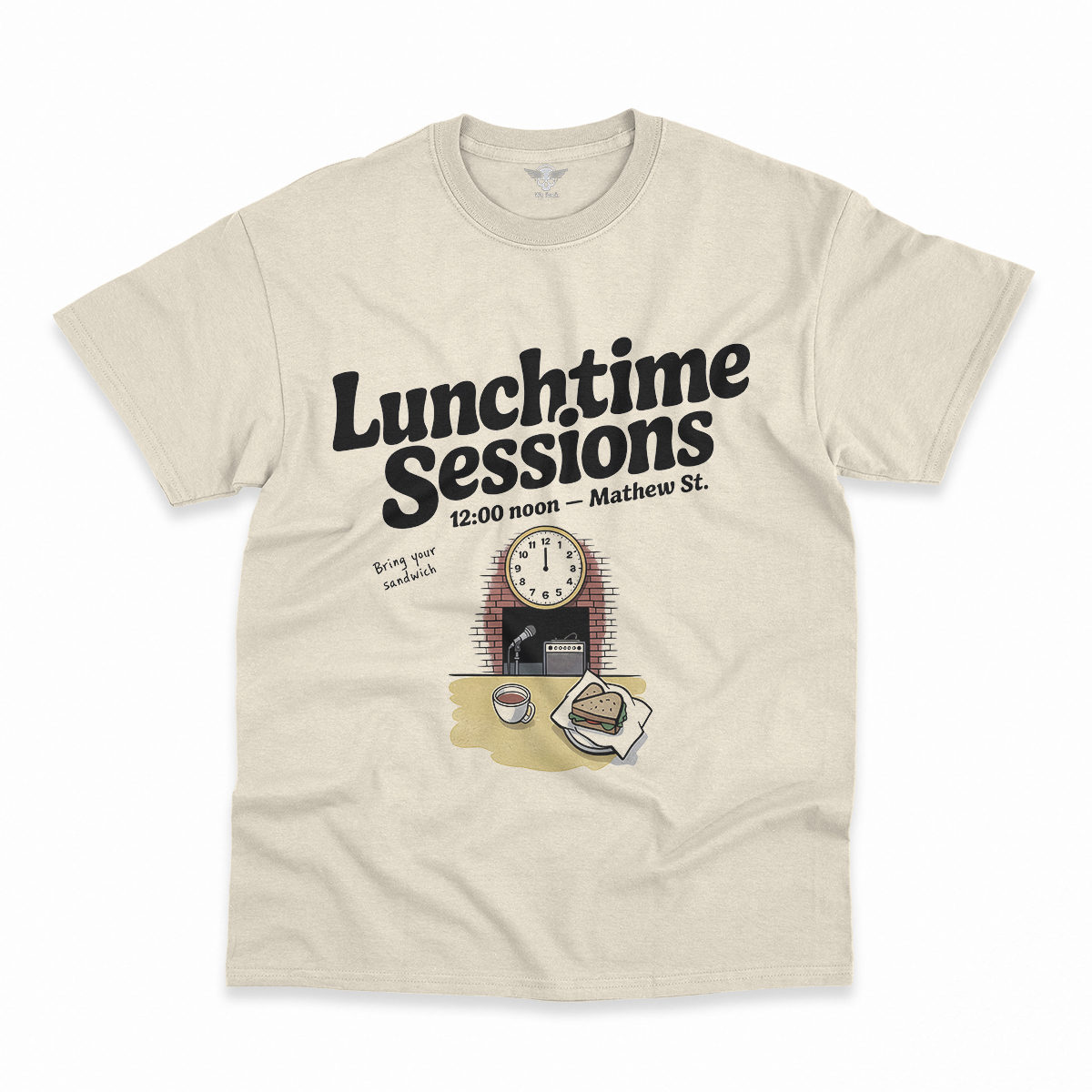 Lunchtime Sessions — 12:00 Noon Mathew Street Liverpool Tee — Design I