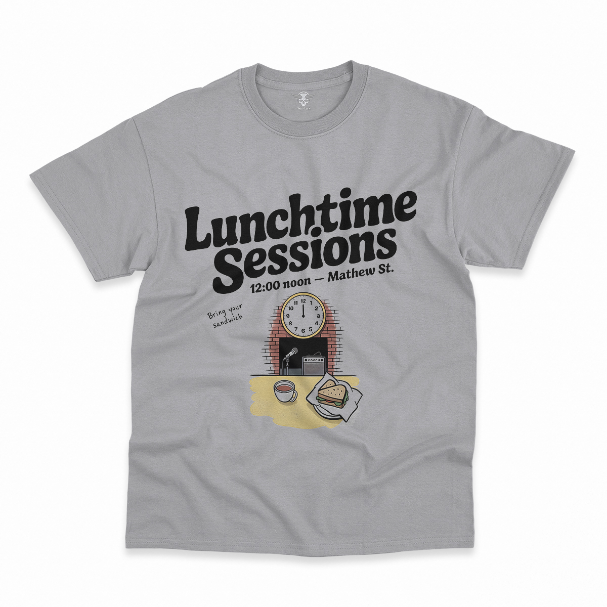 Lunchtime Sessions — 12:00 Noon Mathew Street Liverpool Tee — Design I